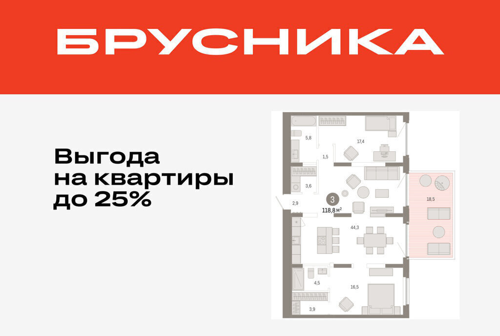 квартира г Тюмень ул Мысовская 26к/2 фото 1
