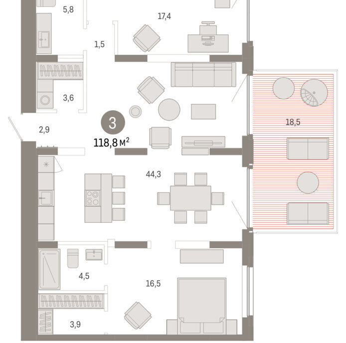 квартира г Тюмень ул Мысовская 26к/2 фото 2