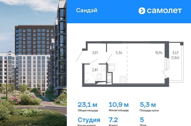 квартира р-н Красносельский ЖК «Сандэй» 7/2 муниципальный округ Константиновское фото
