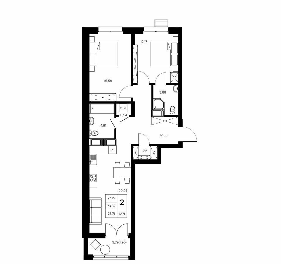 квартира г Обнинск ул Славского 4 фото 1