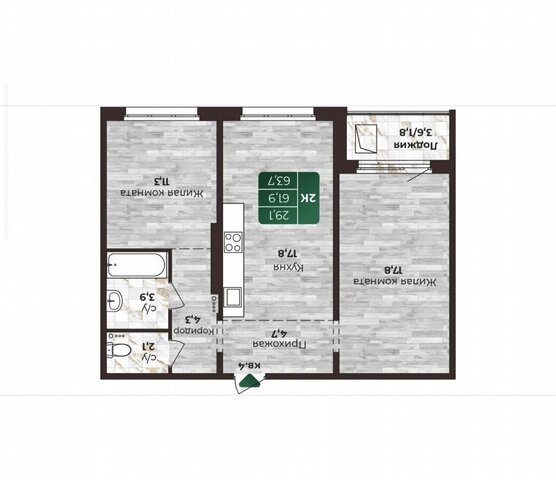 квартира р-н Центральный ул Нагорная 6-я 15в корп. 2 фото