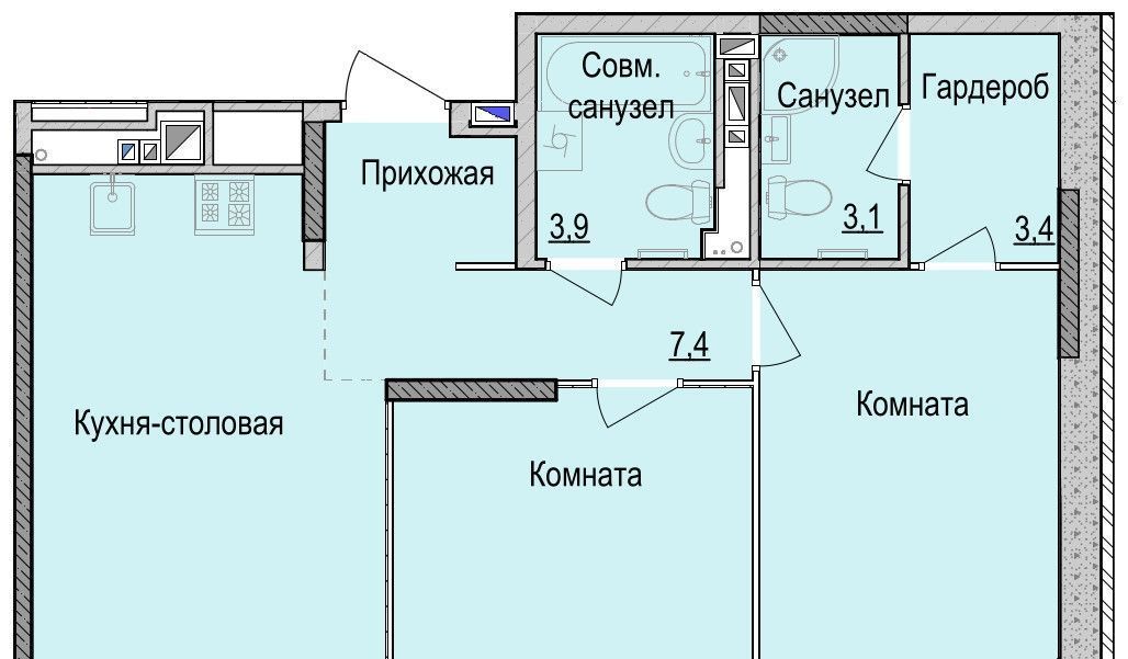 квартира г Ижевск р-н Индустриальный Культбаза ЖК «Утро на Репина» 1 жилрайон, 2-й мкр фото 1