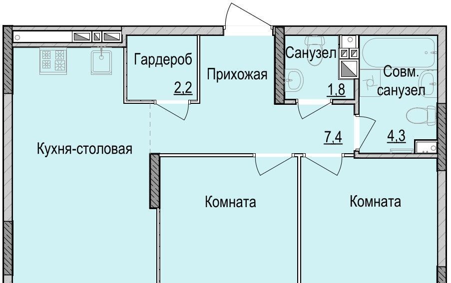 квартира г Ижевск р-н Индустриальный Культбаза ЖК «Утро на Репина» 1 жилрайон, 2-й мкр фото 1