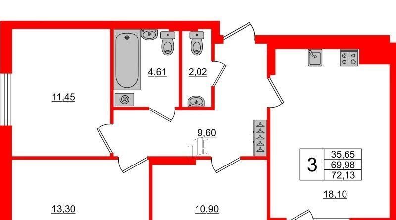 квартира г Калининград р-н Московский ул Батальная 100 фото 1