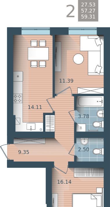 квартира г Калининград р-н Центральный ул Сержанта Мишина 81к/2 фото 1