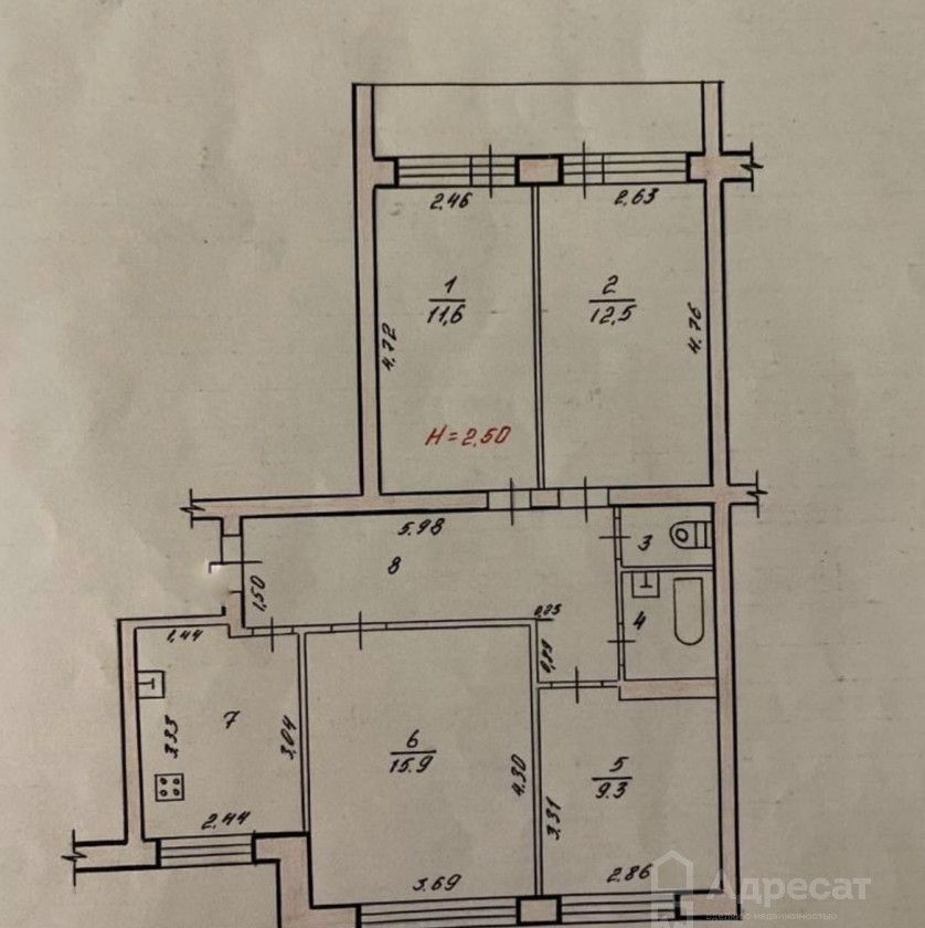 квартира г Волгоград р-н Центральный ул им. Рокоссовского 58а фото 11