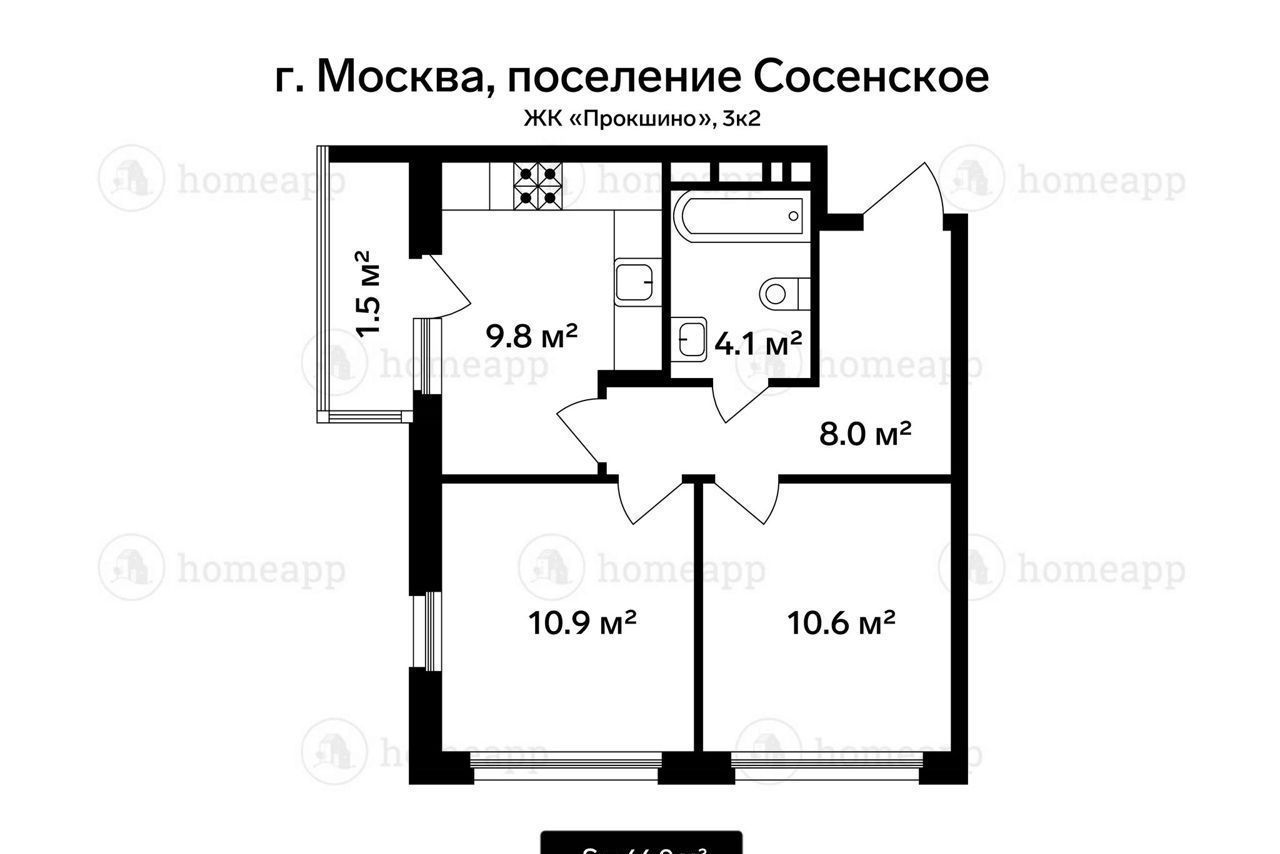 квартира г Москва п Сосенское д Николо-Хованское метро Прокшино кв-л 26, жилые дома фото 14