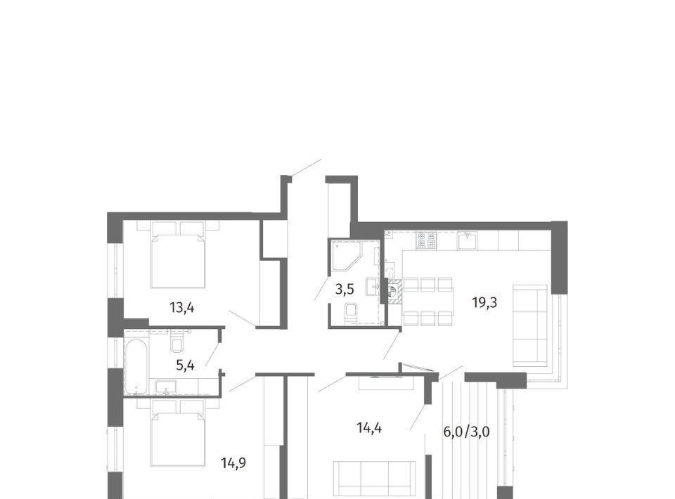 квартира г Калининград р-н Центральный ул Маршала Борзова 107 фото 3