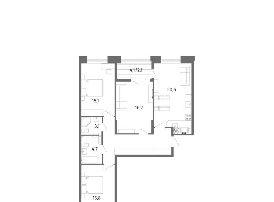 квартира г Калининград р-н Центральный ул Маршала Борзова 107 фото 3