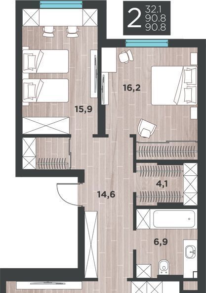 квартира г Калининград р-н Ленинградский ул Большая Окружная 3-я 243 фото 1