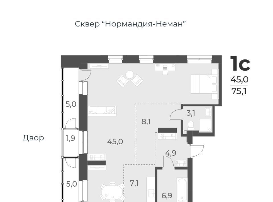 квартира г Новосибирск Заельцовская ул Аэропорт 64 фото 1