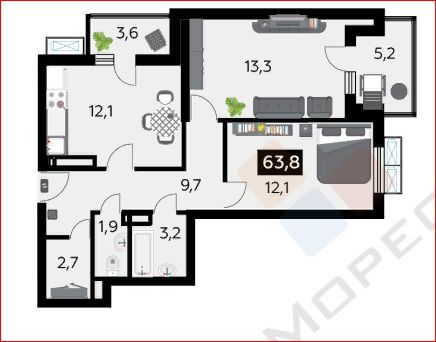 квартира г Краснодар ул им. Снесарева 10/4 фото 12