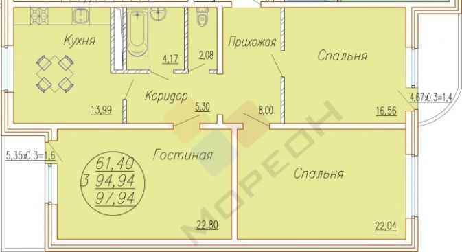 квартира г Краснодар р-н Центральный ул им. Леваневского 187 фото 9