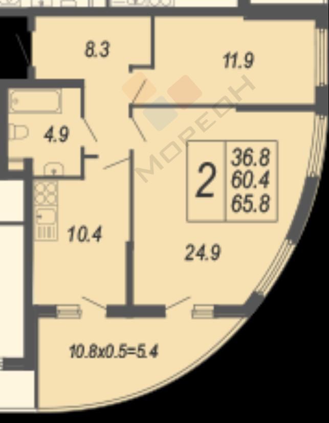 квартира г Краснодар ул им. Адмирала Серебрякова 3к/2 фото 5