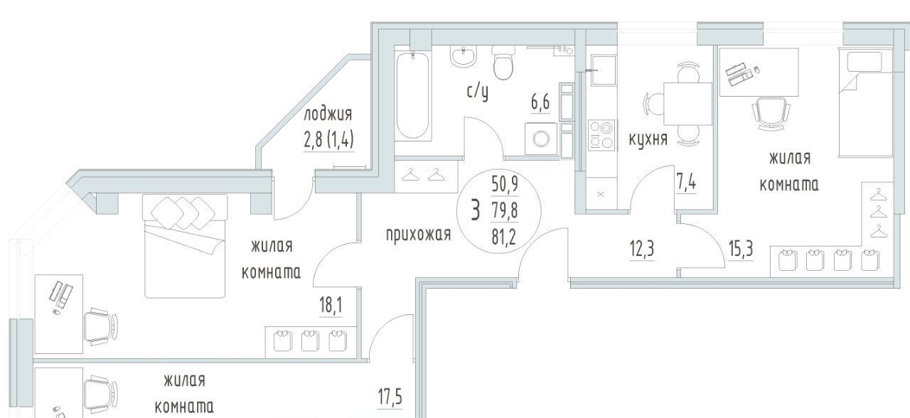 квартира г Пермь р-н Мотовилихинский б-р Гагарина 32б фото 1