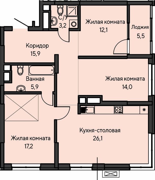 квартира г Екатеринбург ВИЗ ЖК «Нагорный» Площадь 1905 года, жилрайон фото 1