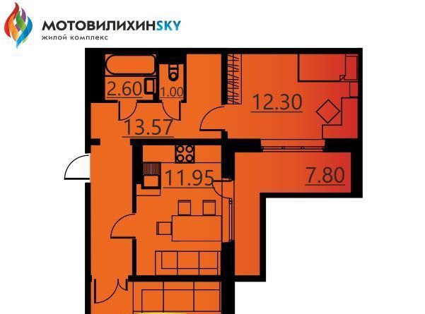 квартира г Пермь р-н Мотовилихинский ул Гашкова 51 фото 1