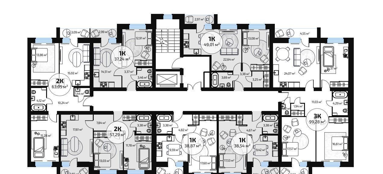 квартира г Самара п Мехзавод кв-л 1 60 р-н Красноглинский блок-секция 59 фото 13