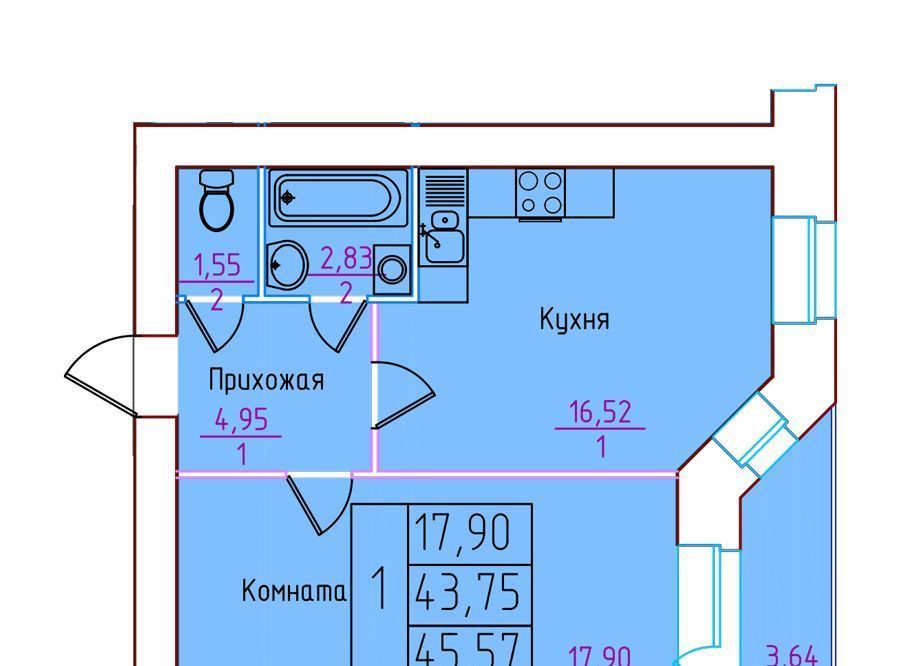 квартира г Северодвинск ул Торцева 65 Старый город фото 1