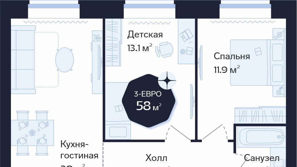 квартира г Тюмень р-н Центральный микрорайон «Правобережный» фото 1