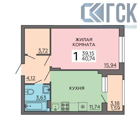 квартира г Воронеж р-н Ленинский ул Летчика Колесниченко 67 ЖК «Гагаринский 2» фото 1