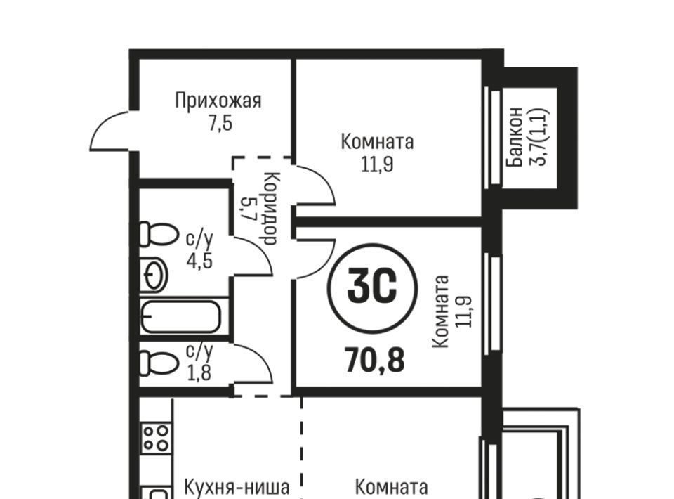 квартира г Барнаул р-н Индустриальный 2036 кв-л фото 1