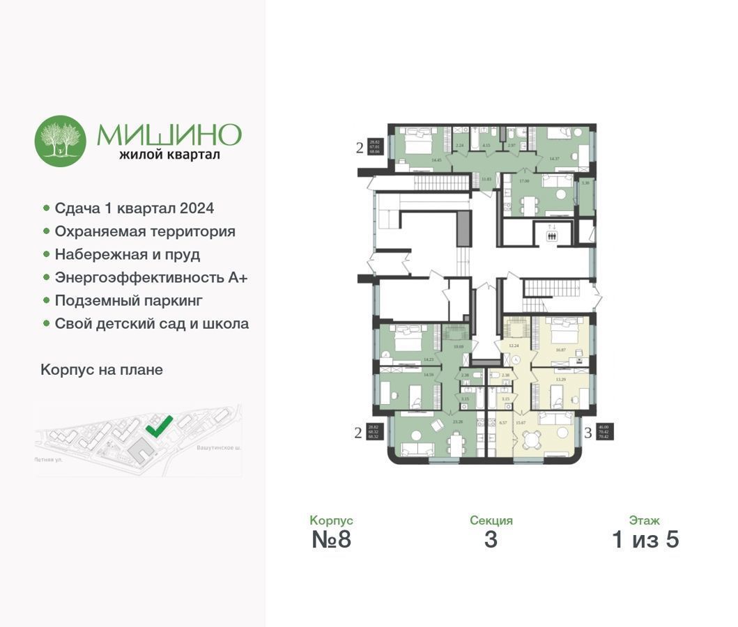 квартира г Химки ул Озерная 8 ЖК «Мишино-2» фото 3