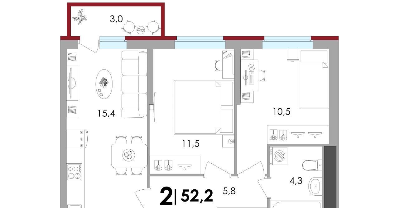 квартира р-н Калининский д Батино ул Сергея Есенина 37 фото 1