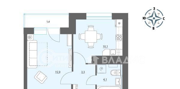 квартира г Воронеж р-н Центральный ЖК «‎Яблоневые Сады» фото 1