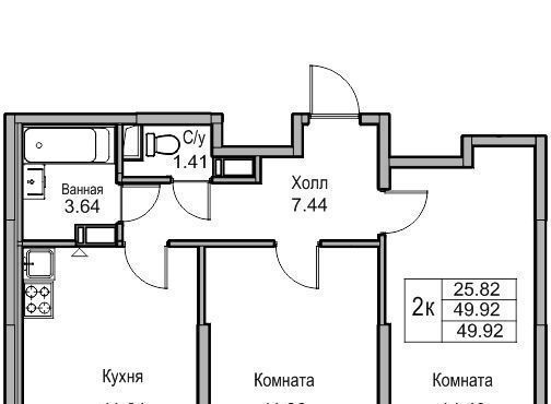 квартира г Санкт-Петербург ЖК «Юнтолово» Беговая фото 1