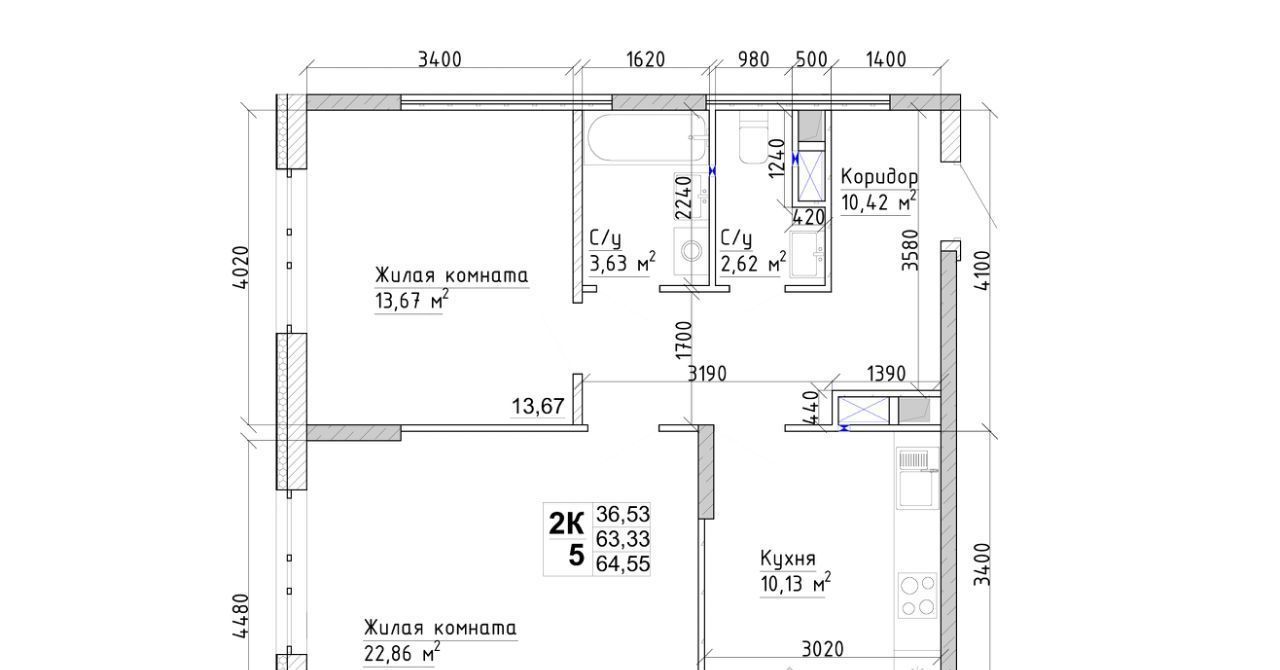 квартира г Кемерово р-н Заводский ул Веры Волошиной 42а фото 3