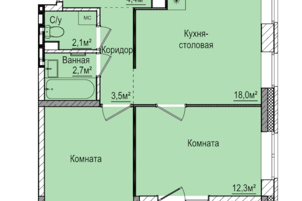 квартира г Ижевск р-н Индустриальный Буммаш ул 10 лет Октября 79 фото 1