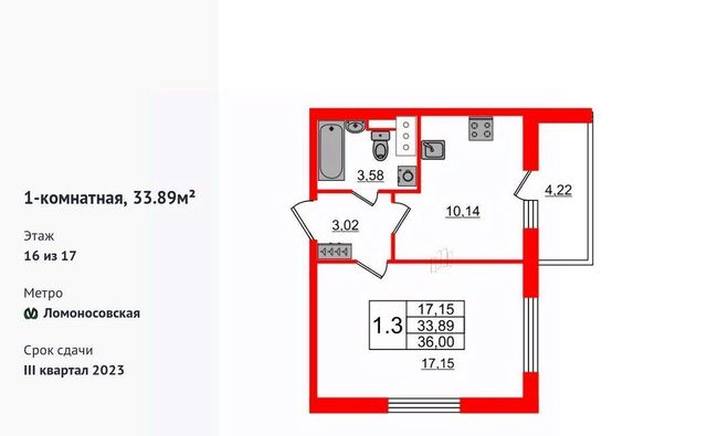 квартира г Санкт-Петербург метро Ломоносовская ЖК «Стрижи в Невском 2» фото