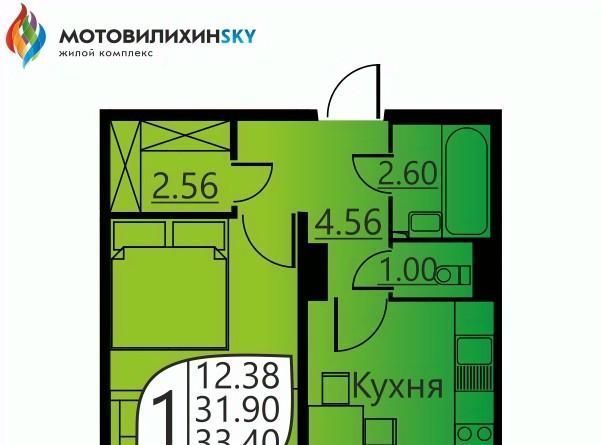 квартира г Пермь р-н Мотовилихинский Вышка 2 ул Гашкова 51 фото 1