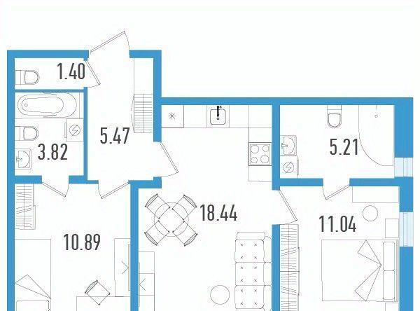 квартира г Санкт-Петербург п Шушары ЖК Аэросити-3 метро Купчино фото 1