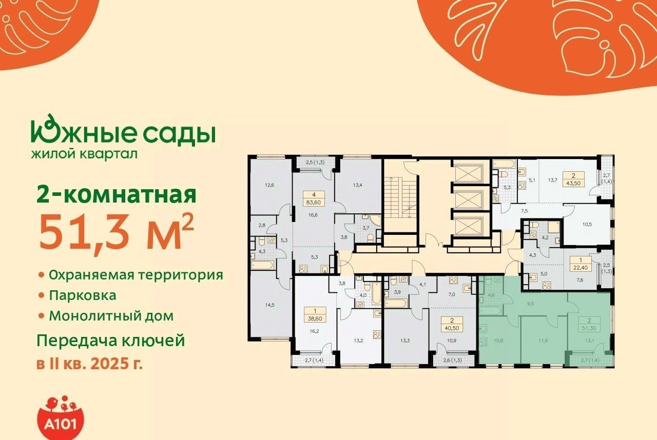 квартира г Москва метро Бунинская аллея ЖК «Южные сады» к 2. 3 фото 3