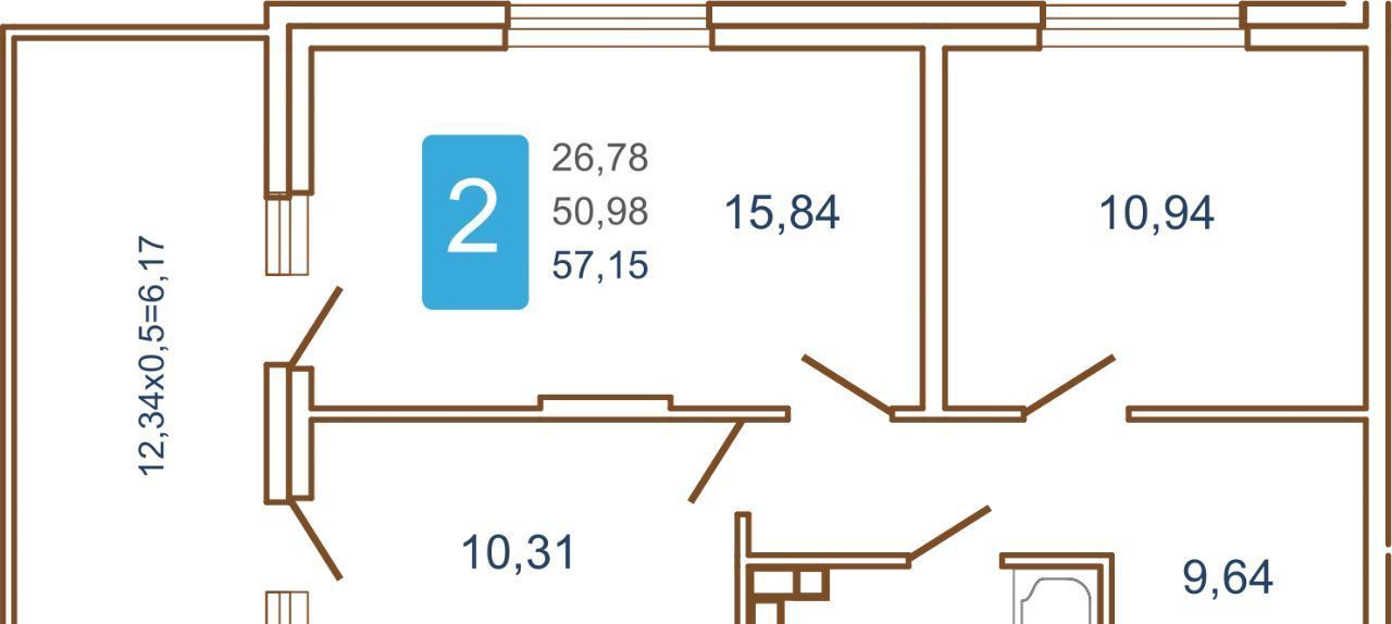 квартира г Краснодар р-н Прикубанский ул им. Кирилла Россинского 15/1 фото 3