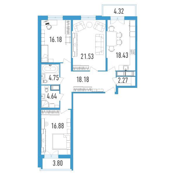 квартира г Санкт-Петербург Морской б-р Александра Грина 2к/2 фото 1