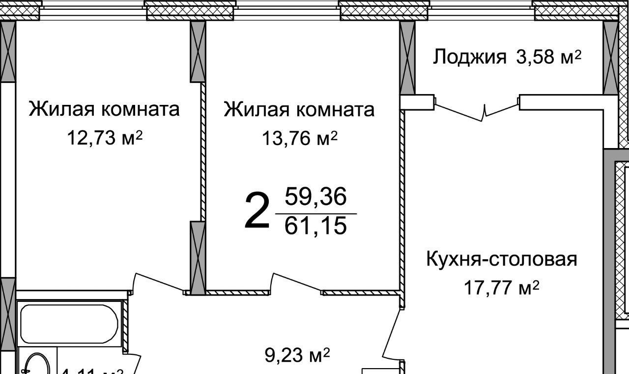 квартира г Нижний Новгород Горьковская ЖК «КМ Тимирязевский» фото 2