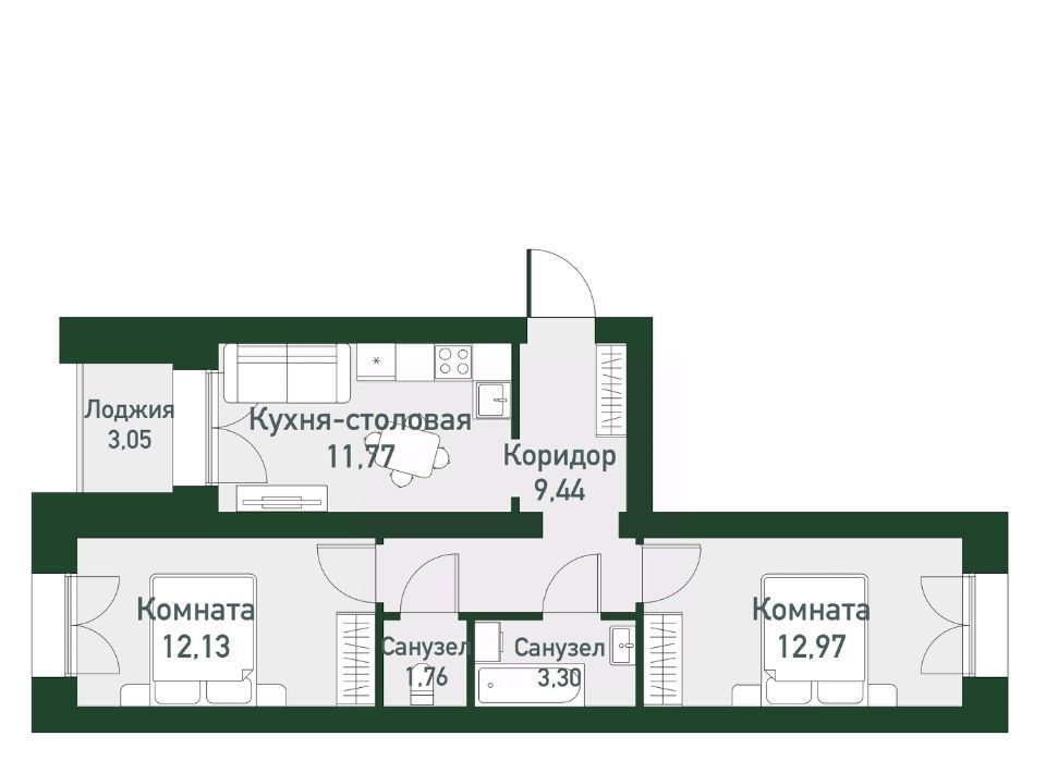 квартира г Екатеринбург Чкаловская Твоя Привилегия ЖК фото 1