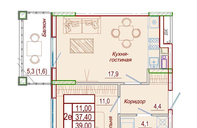 квартира р-н Анапский с Сукко ул Мирная 11/4 муниципальное образование, Анапа фото 3