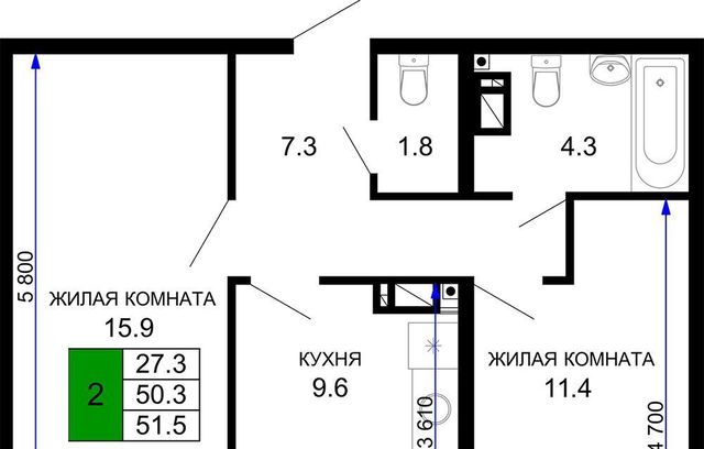 квартира г Краснодар р-н Прикубанский ул им. лётчика Позднякова 2/11 ЖК «Дыхание» фото