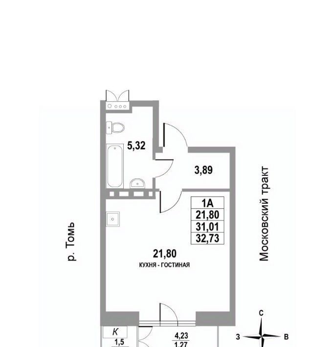 квартира г Томск р-н Кировский тракт Московский 109бс/4 фото 1