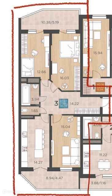 квартира г Краснодар р-н Прикубанский ул Командорская 15/1 фото 9