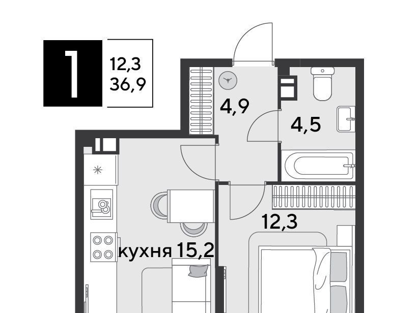 квартира г Краснодар р-н Прикубанский ул Садовая 35 ЖК «Парк Победы» фото 1