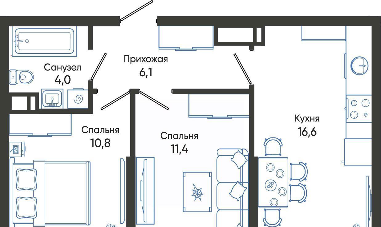 квартира г Новороссийск р-н Центральный ул Куникова 47г ш Мысхакское фото 1