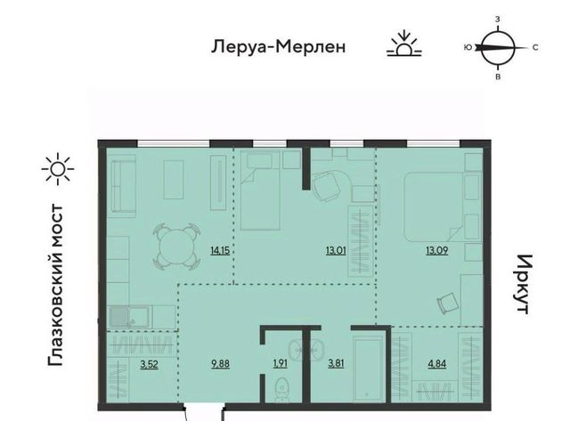 квартира г Иркутск р-н Свердловский ул Набережная Иркута 21/1 Затон кв-л фото