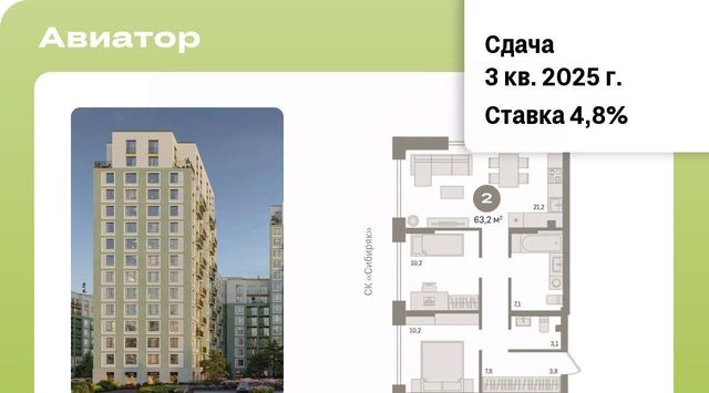 квартира г Новосибирск р-н Заельцовский Заельцовская Аэропорт ул Аэропорт 88/8 ЖК Авиатор фото