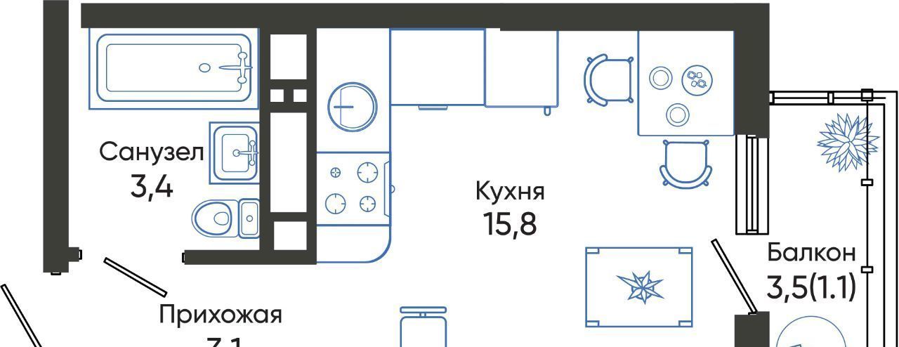 квартира г Новороссийск р-н Центральный ул Куникова 47г ЖК Облака 2 фото 1