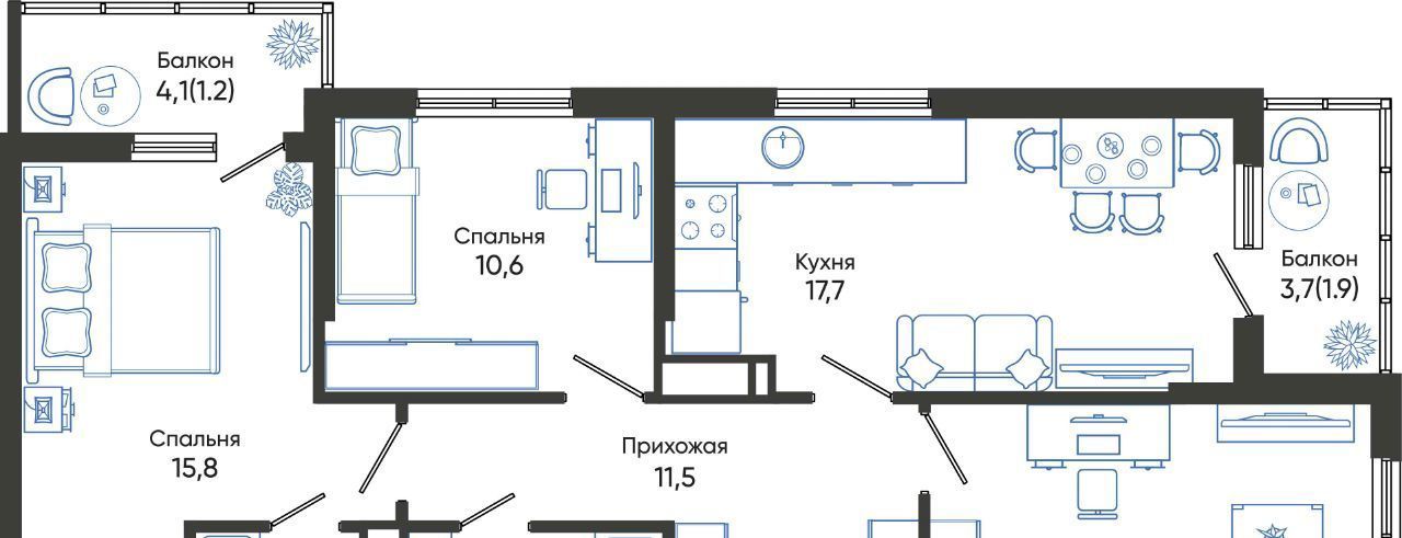 квартира г Новороссийск р-н Центральный ЖК Облака 2 фото 2